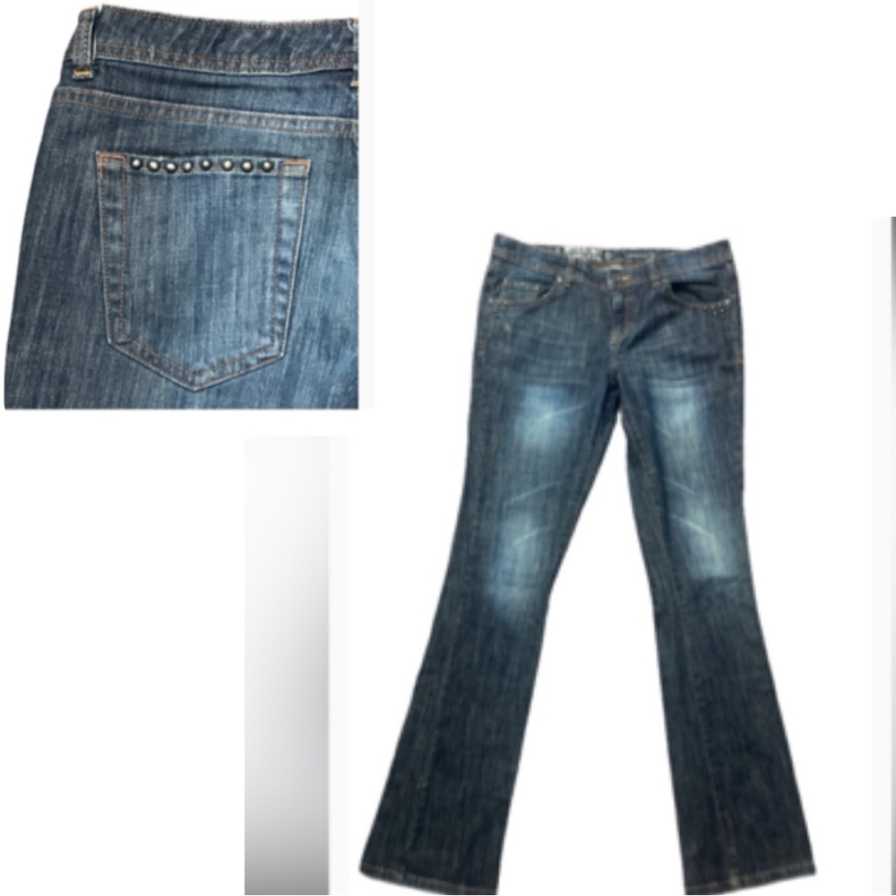 Mossimo Supply Co. Y2K Indie  Boot Cut Jeans Metal Stud‎ Trim- Blue